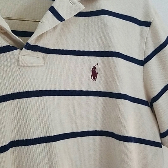 Mens Ralph Lauren Polo - Navy Striped Size Large - Picture 4 of 4